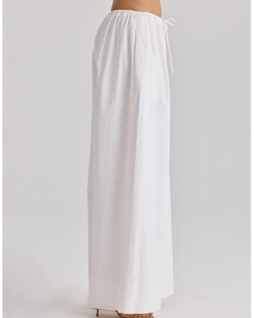 House Of Cb White Jae Cotton Wide Leg Trousers