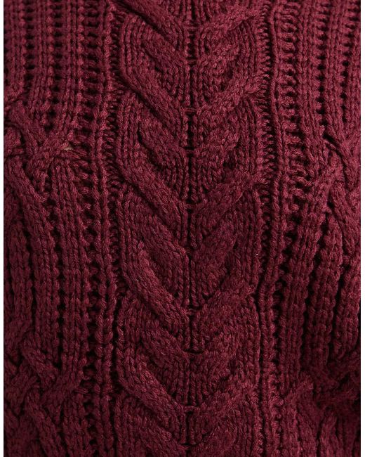 Brave Soul Red Crew Neck Cable Knit Jumper