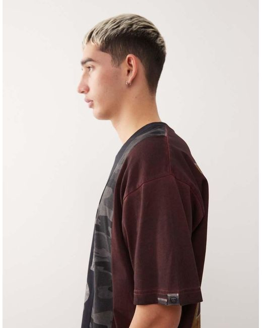 Aape By A Bathing Ape Black Aape By A Bathing Ape Boxy Oversized Spliced T-shirt for men