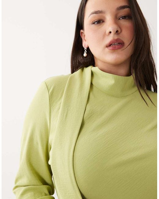 ASOS Green Asos Design Curve High Neck Scarf Detail Maxi Dress