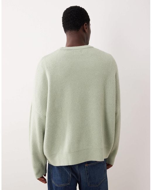 ASOS Natural Super Oversized Boxy Fit Knitted Fisherman Rib Jumper for men
