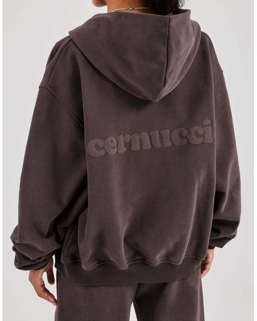 CERNUCCI Brown Oversized Zip Through Hoodie