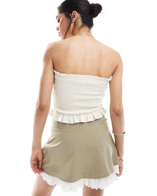 Miss Selfridge White Tailored Ruffle Hem Mini Skirt