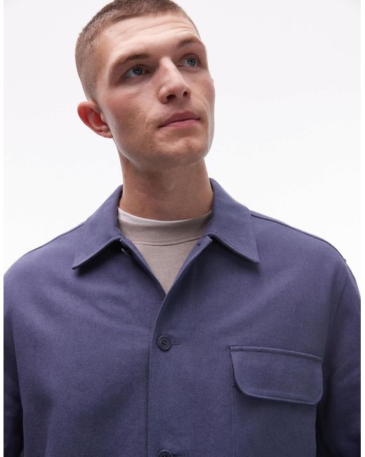 ARKET – hemdjacke aus strukturiertem leinenmix in Blue für Herren