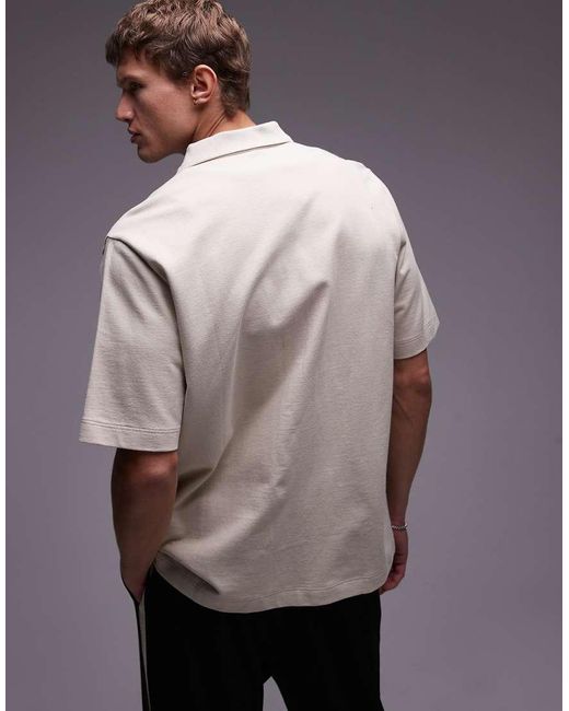 Topman Recht Jersey Overhemd Met Knoopsluiting in het Natural voor heren