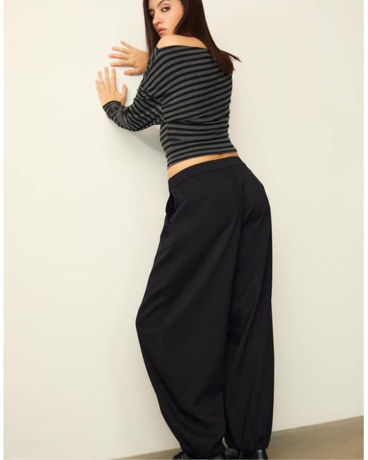 Stradivarius Blue Smart Balloon Fit Trousers With Darts