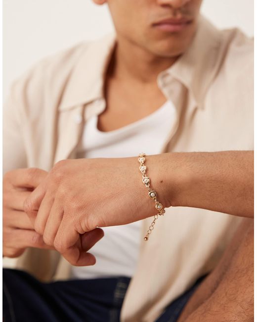 ASOS Blue Molten Link Bracelet With Pearls for men