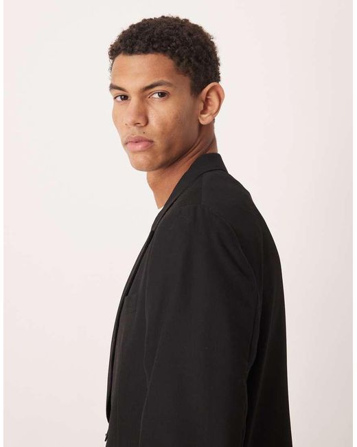 Mango Black Oversized Doubled Breasted Jacket for men