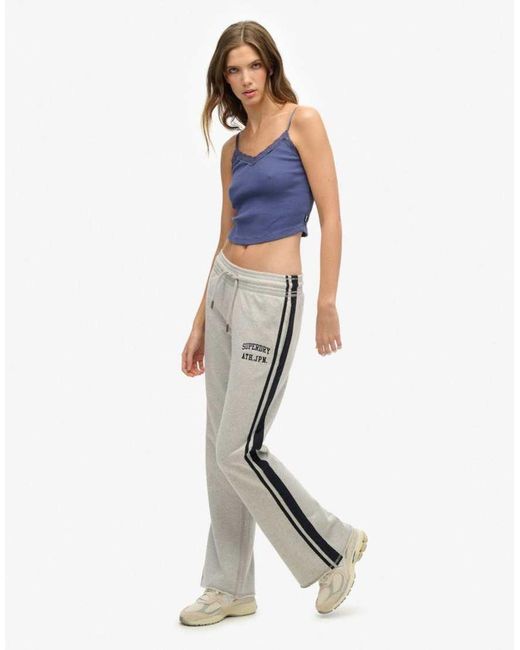 Superdry Blue Athletic Essentials Stripe Flare Joggers