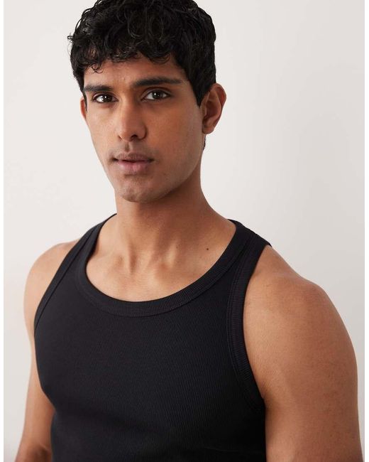Jack & Jones Black Rib Tank Top for men