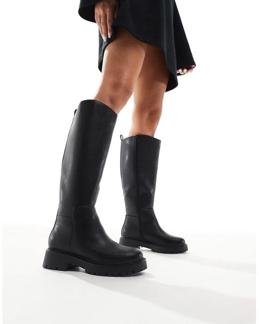 London Rebel Black Olivia Chunky Knee Boots