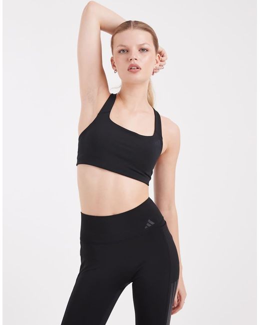 Adidas Originals Black Optime Medium Support Sports Bra