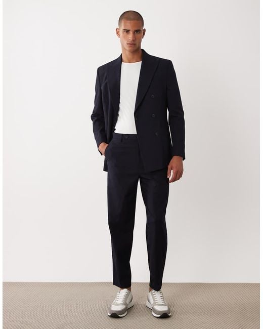 ASOS Blue Regular Double Breasted Suit Blazer for men