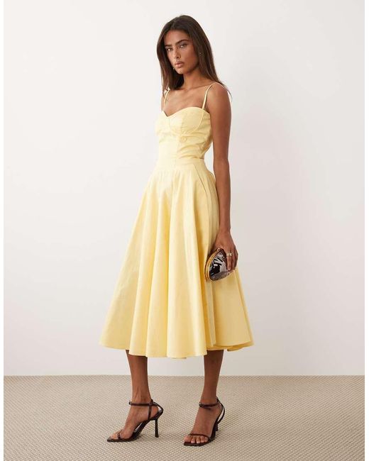 TFNC London Natural Cotton Corset Detail Cami Midi Dress