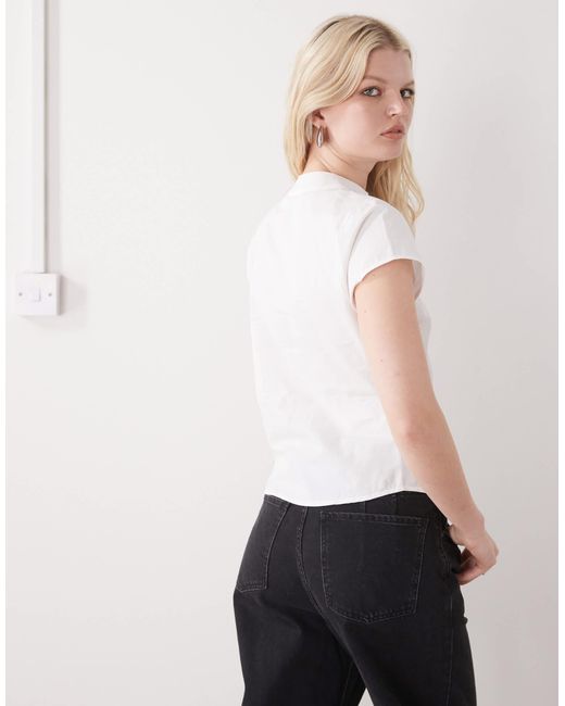 Collusion White Button Detail Fitted Blouse