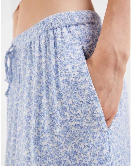 Pieces Blue Tie Waist Tiered Maxi Skirt