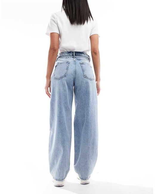 Vaqueros Azul Claro De Pernera Recta Con Lazada En La Cintura Gianna De ONLY de color Blue