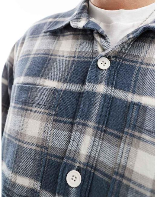 Hollister Blue Check Detail Shacket for men