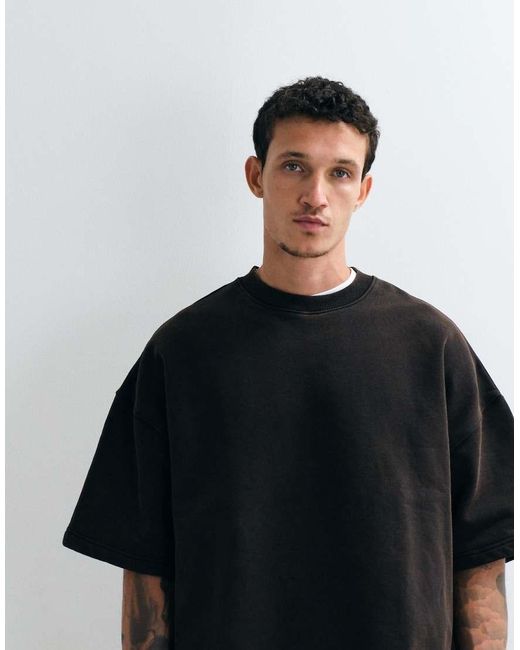 ASOS Blue Premium Heavyweight Extreme Oversized Washed Tee for men