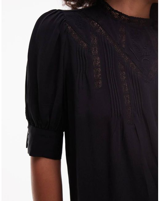 & Other Stories Black Embroidered Lace Blouse