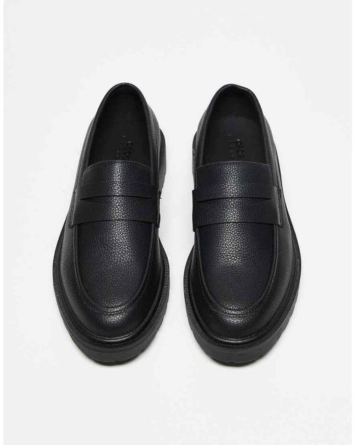 ASOS Brown Penny Loafers With Cleated Sole for men