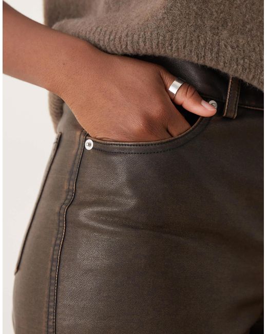 JJXX Natural – tokyo – hose mit weitem bein aus braunem, gewaschenem kunstleder