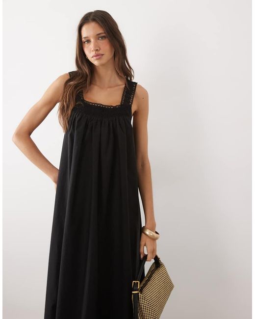 ASOS White Square Neck Lace Trim Midaxi Sundress