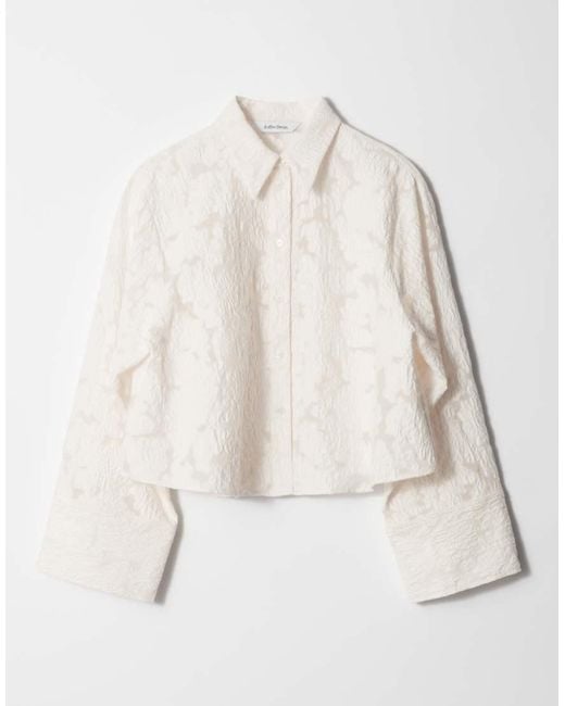 & Other Stories Gray Co-ord Sheer Lace Jacquard Shirt