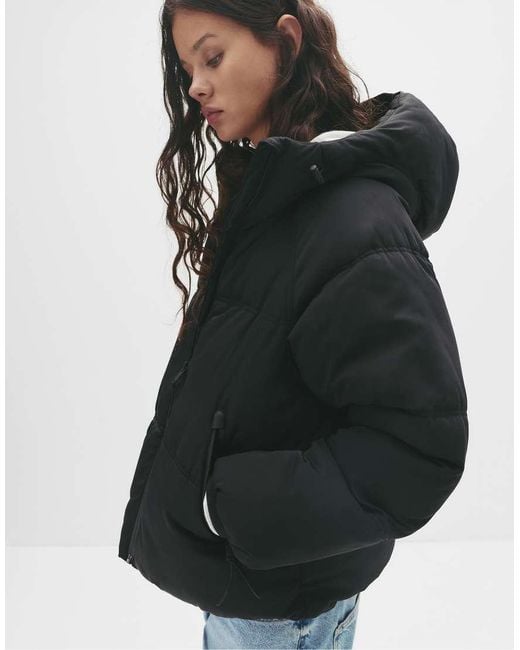 Pull&Bear Gray Puffer Jacket With Hood