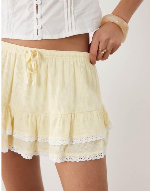 Motel Natural Yasu Crinkle Lace Mini Skirt