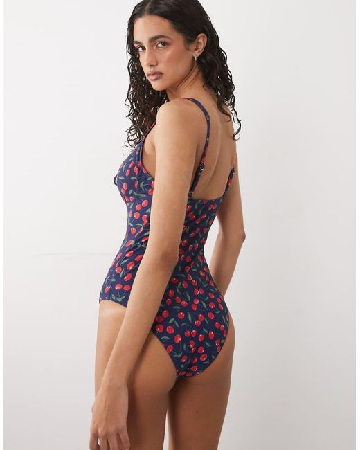 Accessorize Blue Cherry Print Swimsuit
