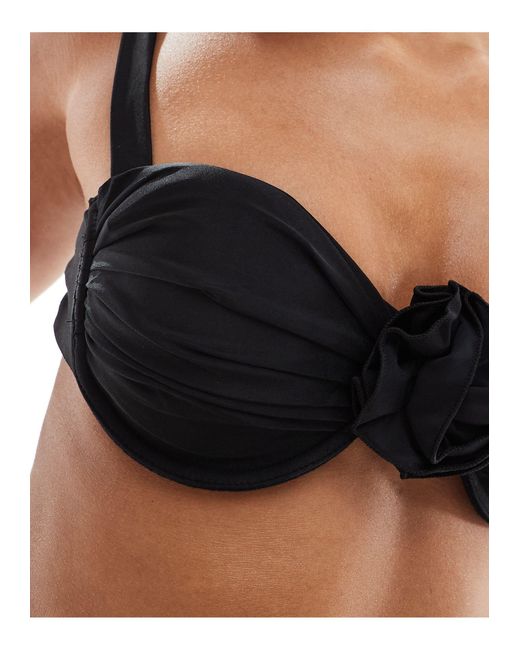 4th & Reckless Black Monaco Corsage Underwire Bikini Top