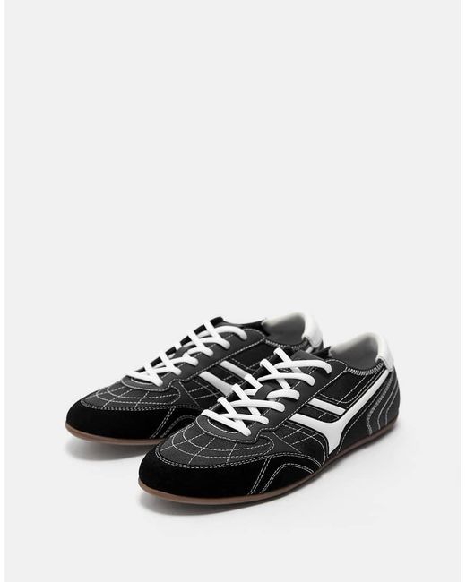 Pull&Bear White Retro Topstitched Trainers for men