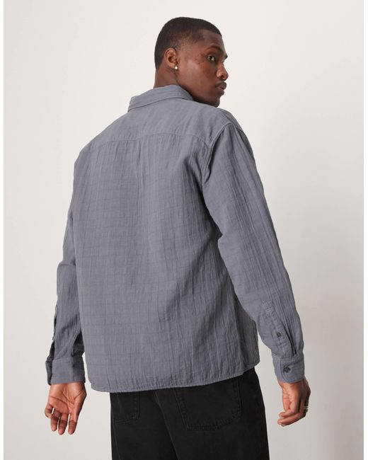 Chemise décontractée et texturée à manches longues - marine Abercrombie & Fitch pour homme en coloris Gray