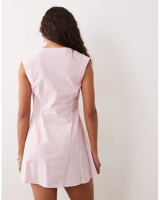 ASOS Pink Square Neck Button Down Midi Sundress