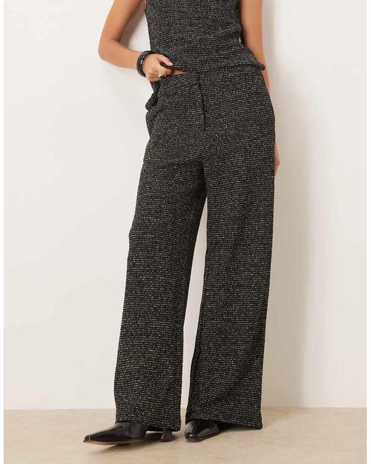 Pantalones Negros Efecto Purpurina De Pernera Ancha De Tejido Texturizado De (Parte De Un Conjunto) Vila de color Black