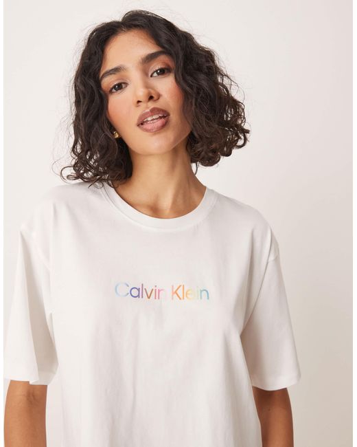 Calvin Klein White Pride Crop Pyjama T-shirt