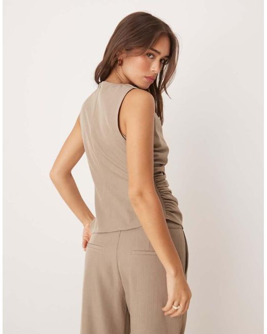 Pretty Lavish Natural Ruched Top