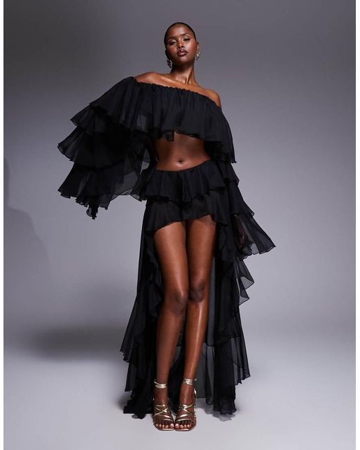 The Dolls House Black Rebecca Ruffle Short Co-Ord