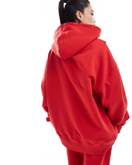 ASOS Red Asos Design Weekend Collective Oversized Hoodie With Varsity Logo
