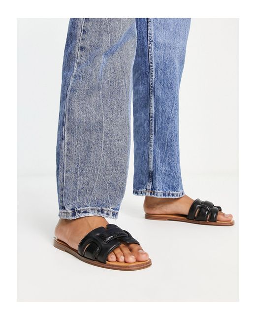ALDO Blue – elenaa – gepolsterte flache sandalen aus em leder