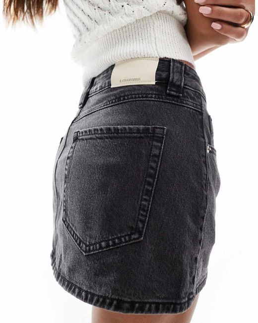 Stradivarius White Denim Mini Skort