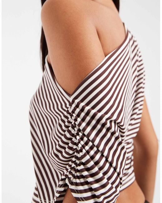 Miss Selfridge Brown – schulterfreies oberteil