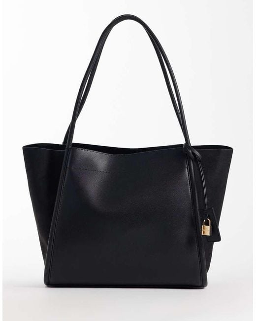 Accessorize Black Suedette Gusset Tote Bag