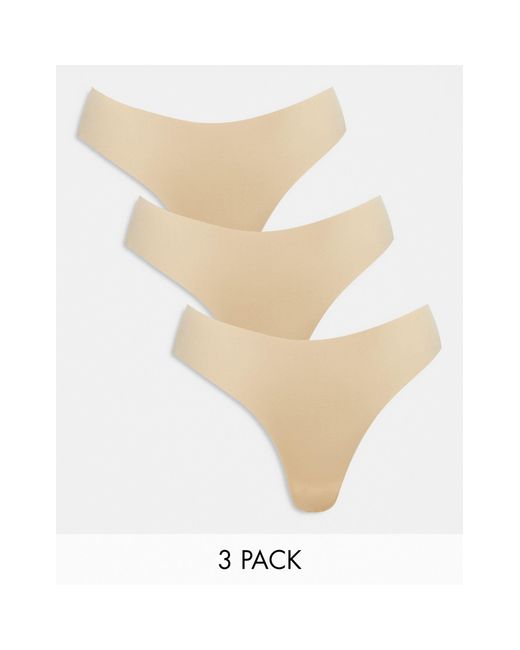 Pieces White 3 Pack Seamless Thongs