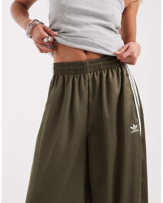 Adidas Originals Green Satin Wide Leg Track Pants