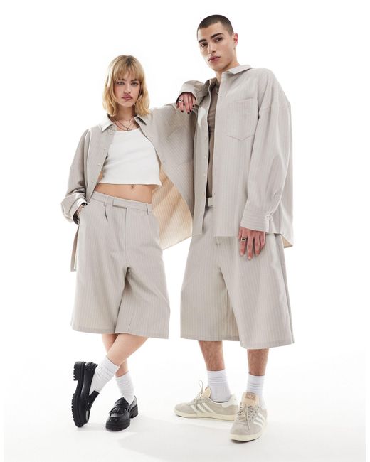 Collusion Natural Unisex Co-ord Tailored Oversized Shirt