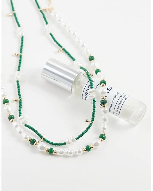 ASOS Natural 2 Pack Faux Pearl And Seedbead Necklace for men
