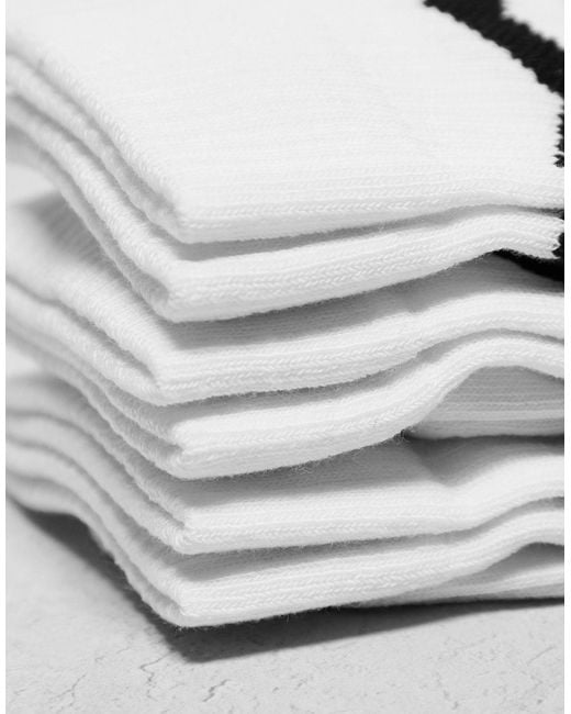 Confezione da 3 paia di calzini bianchi con righe nere ondulate di ASOS in White da Uomo