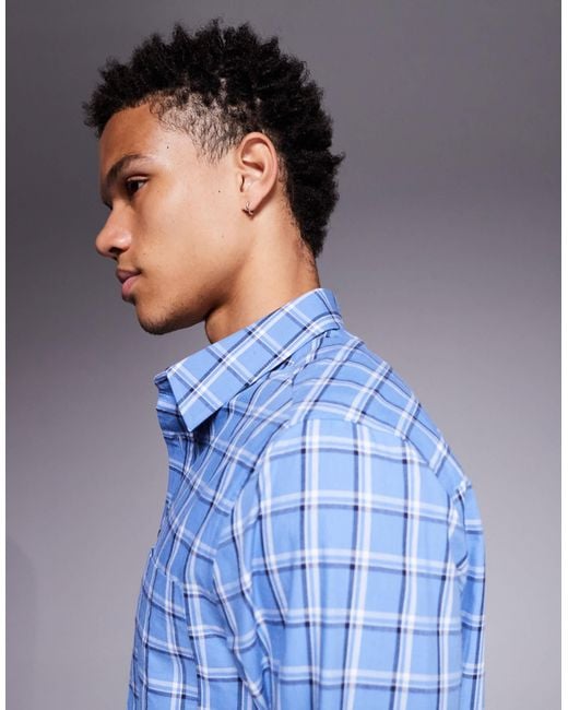 ASOS Blue Regular Fit Check Shirt for men